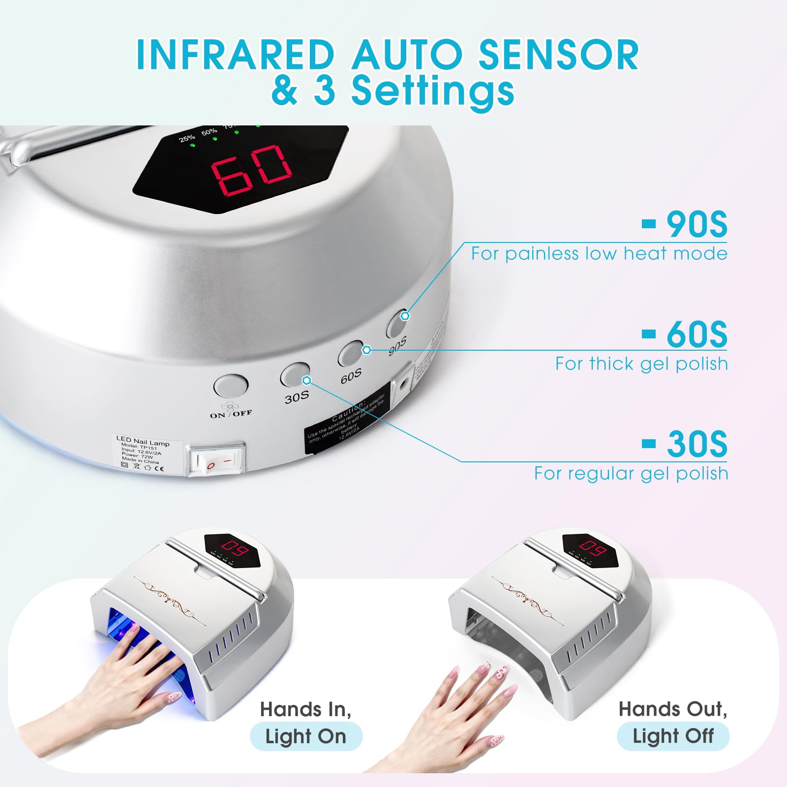 Amazon.com: liddy art 72W UV LED Nail Lamp with Fan, Rechargeable